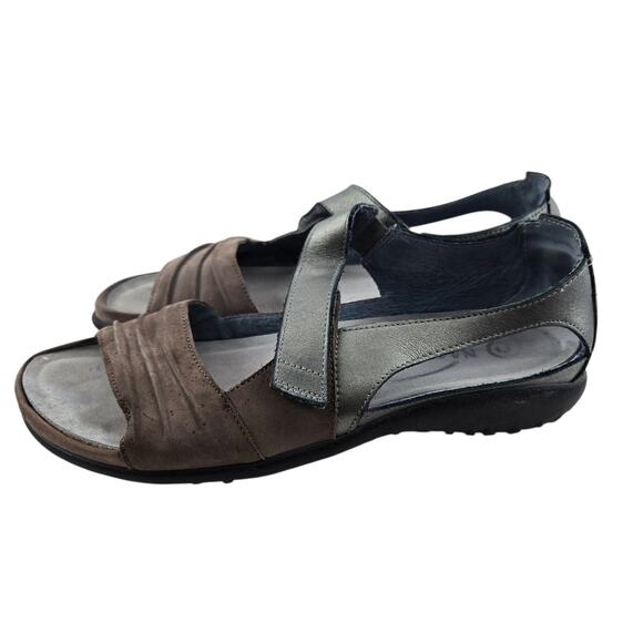 Naot Papaki Sandals Women 7 7.5 38 Gray Metallic Pewter Adjustable Strap Comfort - Picture 6 of 13